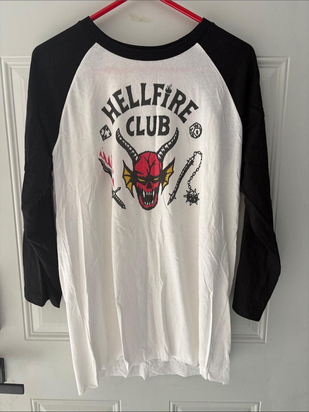 Stranger Things Hellfire Club Graphic Tee - Black & White with Red Graphic